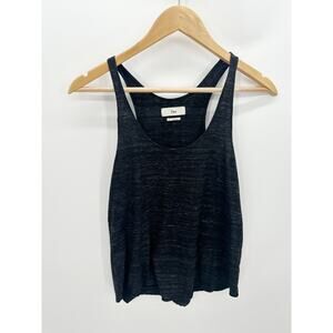 TNA Black Gray Cut Off Racerback Tank Top Shirt Cotton Blend Women Size Small